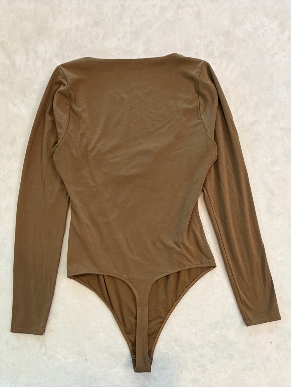 NWOT GOOD AMERICAN V BAR SQUARE NECK BODYSUIT WOMENS SIZE 4 BROWN SCULPTING - Picture 8 of 10